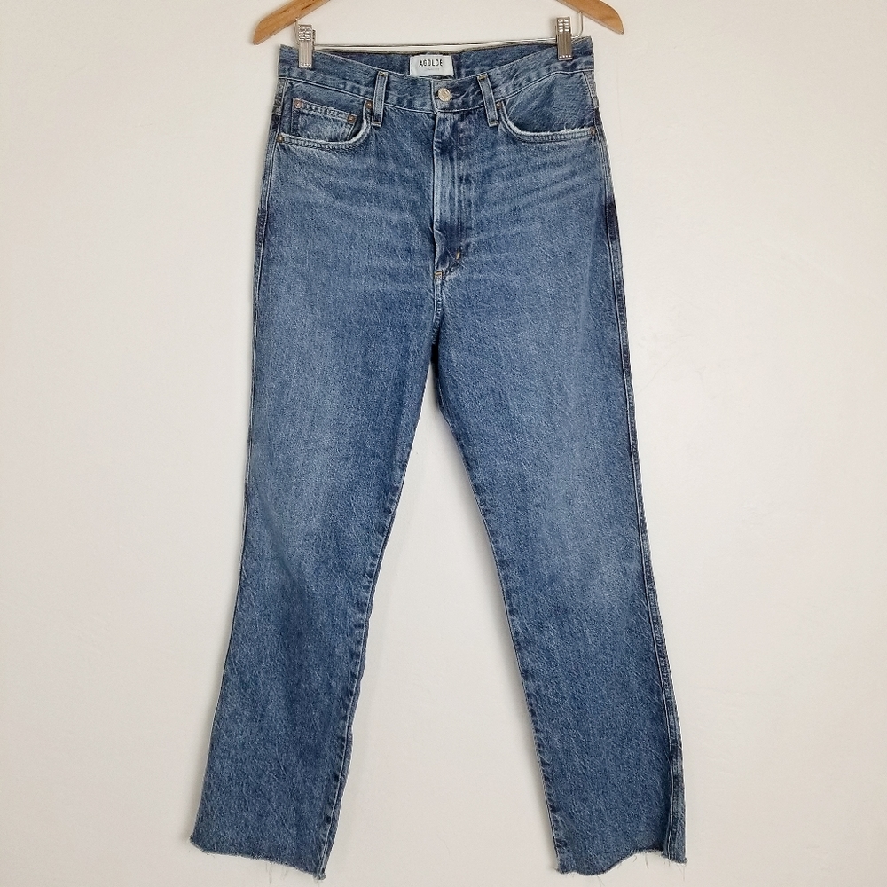 Agolde Straight High Rise mom blue Denim Jean 28